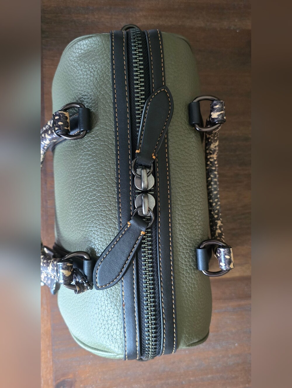 Coach Ruby Olive Green Satchel with Snakeskin Handles - Picture 5 of 13
